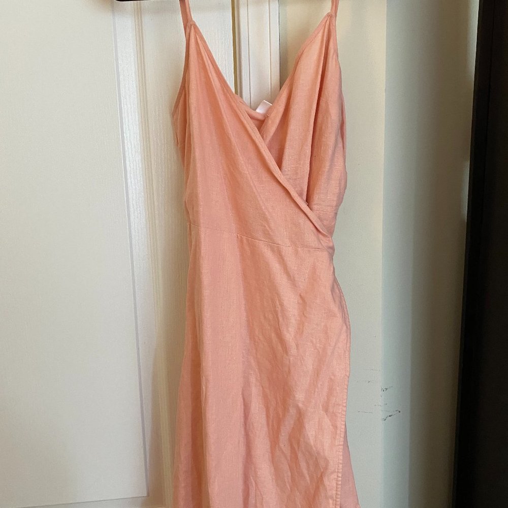 Cotton tie/wrap linen dress from Gap, light pink